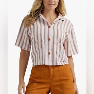 Lee Workwear Crop Chore Shirt stripes XL pink orange stripes